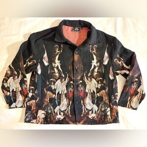 Rebel Vengeance Angel Art Gothic Baroque Tapestry Woven Jacket Men’s Large NWT